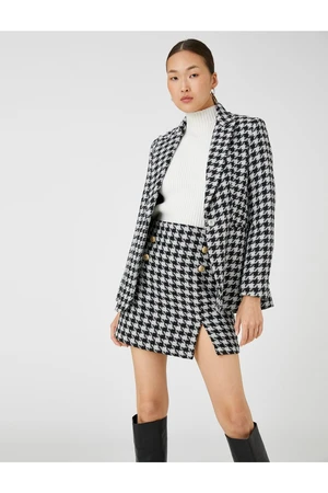 Koton Blazer Tweed Jacket One-Button Pocket Detailed