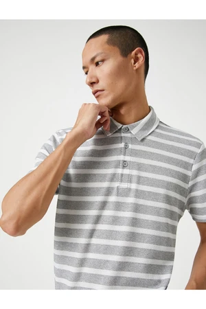 Koton Basic T-Shirt Polo Neck Buttons Pocket Detailed