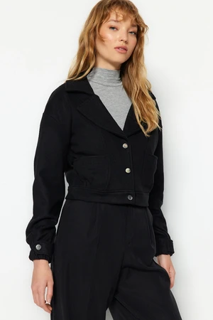 Trendyol Black Oversized Stamped Jacket Coat