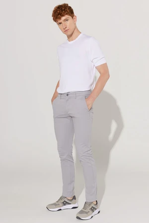 ALTINYILDIZ CLASSICS Men's Gray Slim Fit Slim Fit Cotton Flexible Comfortable Chino Trousers.