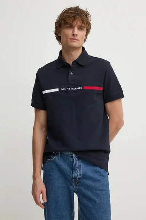 Polo tričko Tommy Hilfiger pánske, tmavomodrá farba, s nášivkou, MW0MW38130