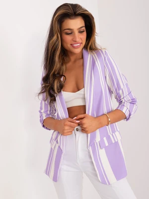 Purple and ecru striped women's blazer