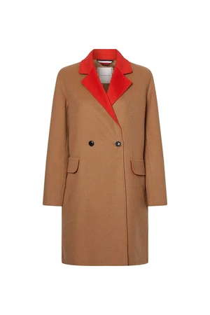 Tommy Hilfiger Coat - WOOL BLEND DF DB BELTED COAT beige