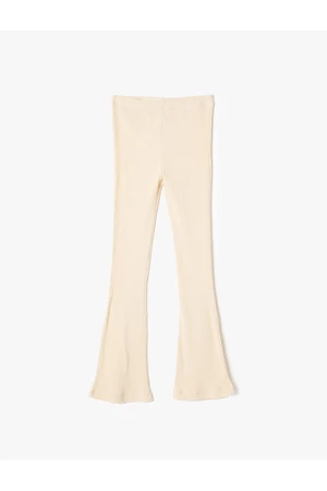 Koton Flared Leg Trousers Ribbed Elastic Waist