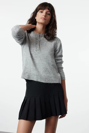 Trendyol Gray Soft Textured Basic Knitwear Sweater