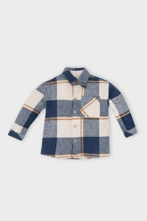 DEFACTO Baby Boy Shirt Collar Flannel Long Sleeve Pocket Plaid Shirt