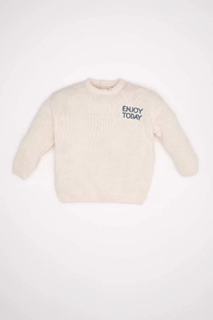 DEFACTO Baby Boy Regular Fit Crew Neck Slogan Printed Sweater