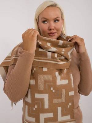 Brown and beige women's scarf with patterns