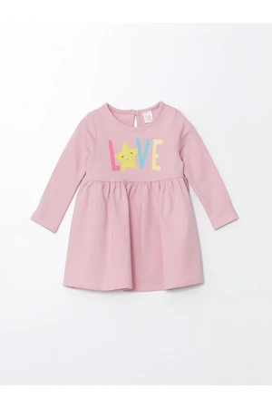 LC Waikiki Lw - Crew Neck Long Sleeve Printed Baby Girl Dress