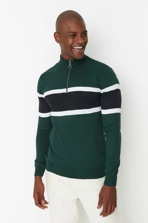 Trendyol Emerald Men's Slim Fit Half Turtleneck Zipper Sweater