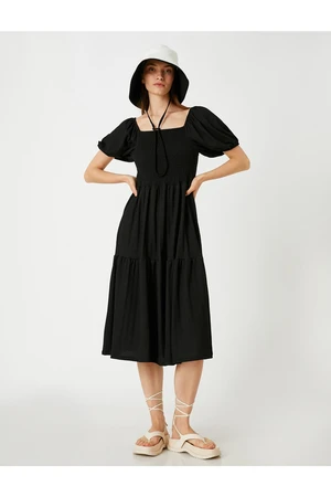 Koton Gippe Midi Length Dress Square Collar