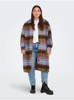 Blue-brown shirt coat with wool ONLY CARMAKOMA Denise - Women