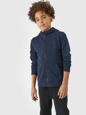 Boys' Sweatshirt Zipped Up Hoodie 4F - Navy Blue