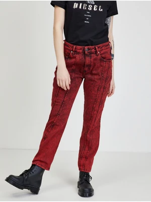 Women's Red Straight Fit Jeans Diesel Joy - Women