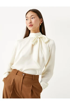 Koton Bow Detailed Blouse High Collar