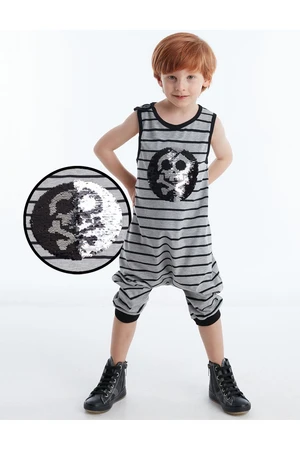 Denokids Skull Boys Striped Jumpsuit