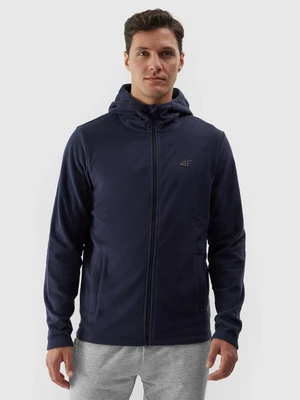 Men's regular fleece with 4F hood - navy blue