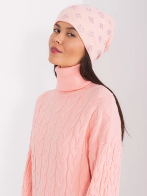 Light pink winter hat with cashmere