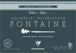 Clairefontaine Fontaine Black Cold-Pressed Glued Pad On 4 Sides Szkicownik 18 x 26 cm 300 g