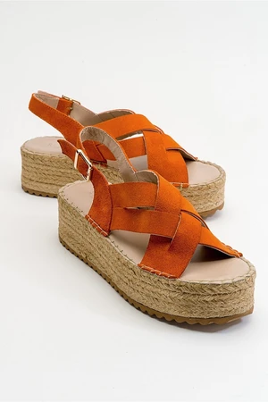 LuviShoes Lontano Orange Suede Genuine Leather Women's Sandals