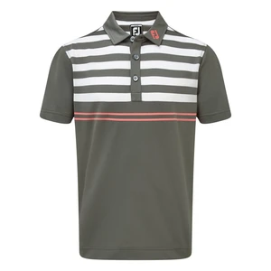 Footjoy Stretch Pique with Graphic Stripes Granite/White/Watermelon S Chemise polo