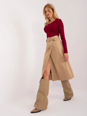 Camel wrap cargo skirt with belt