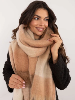 Light brown-brown checkered women's scarf