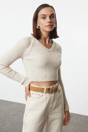 Trendyol Stone Crop Soft Texture Basic Knitwear Sweater