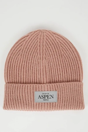 DEFACTO Women's City Themed Woven Labeled Beanie