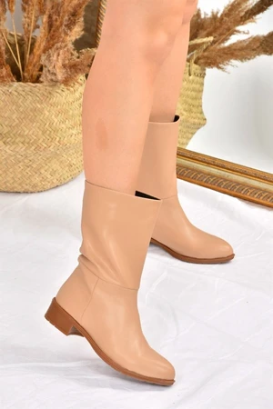 Fox Shoes Nude Flat Sole Women's Daily Boots