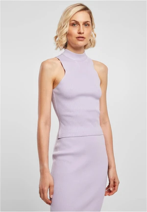 Women's turtleneck with a short rib knit lilac