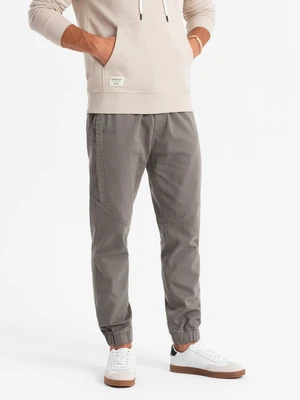 Ombre Men's knitted joggers with pleats - graphite