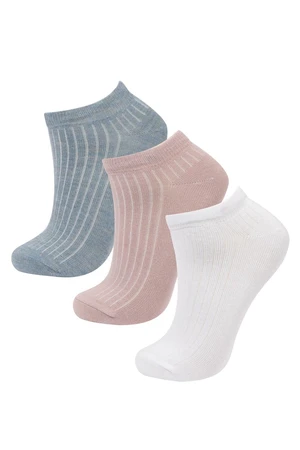 DEFACTO Girl's 3-Piece Cotton Booties Socks