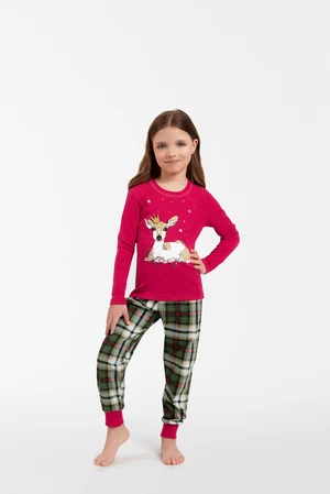 Girls' pyjamas Zonda, long sleeves, long legs - amaranth/print