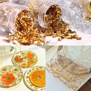 3-10g Shiny Gold Foil Silvery Foil Resin Epoxy Mold Art Decoration Gold Foil Fillings for Resin Jewelry Making Nails Art Filler