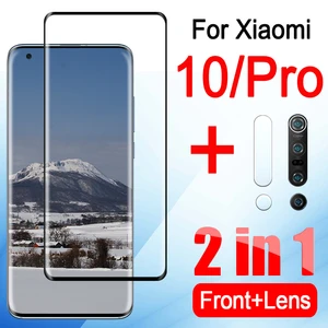 For xiaomi mi 10 pro glass screen protector mi10 10pro protective tempered glas xiaome mi10pro 5g with camera lens film 3d 2in1