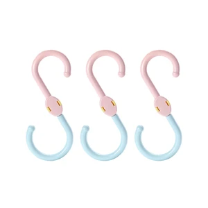 3Pcs 360 °Rotation S Shaped Hooks Adjustable Hanging for Closet Bedrooms