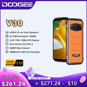 DOOGEE V30 eSIM Dual 5G Rugged Phone 6.58"FHD 120Hz Display Dimensity 900 6nm Dual Speakers 8+256GB 108MP Camera 10800mAh Phone