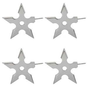 4X Coat Hooks Ninja Star Shape Stainless Steel Creative Wall Door Hook Clothes Hats Hanger Holder Home Decoration