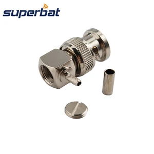 Superbat 75 Ohm BNC Crimp Male Right Angle RF Coaxial Connector for Cable RG179,RG174,RG316,LMR100