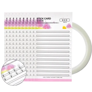 10pc card + 1pc Double sided tape eyelash stple stick card Eyelash extension tool save eyelash