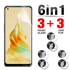 6in1 Hydrogel Film For Oppo Reno8 T 5G 4G Full Cover Front Soft Film opo Reno 8 Reno8 8T Reno8T Camera Lens Screen Protectors