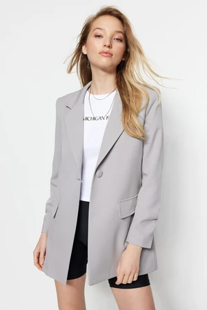 Trendyol Gray Oversize Lined Woven Blazer Jacket