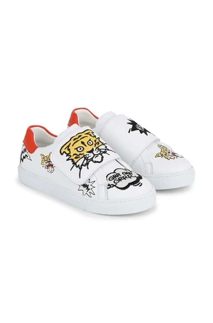 Dětské kožené sneakers boty Kenzo Kids bílá barva