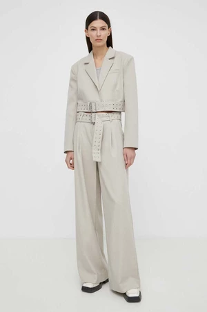 Kalhoty Gestuz dámské, šedá barva, široké, high waist, 10908856
