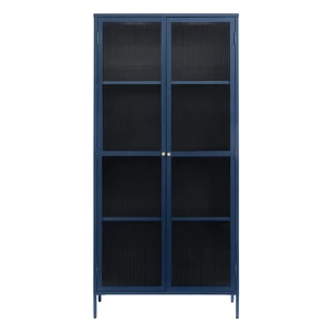 Ciemnoniebieska metalowa witryna 90x190 cm Bronco – Unique Furniture