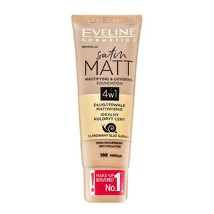 Eveline Satin Matt Mattifying & Covering Foundation 4in1 tekutý make-up s matujícím účinkem 102 Vanilla 30 ml