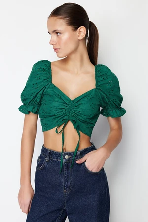 Trendyol Green Gather Detailed Woven Blouse