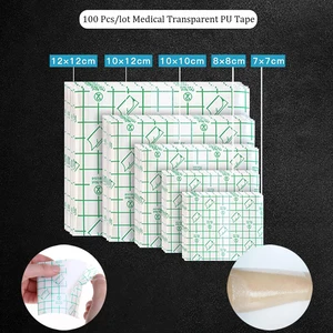 100pcs/ 50pcs Medical Adhesive Tape Transparent Tape PU Anti-allergic Medicinal Wound Dressing Fixation Tape Plaster Waterproof