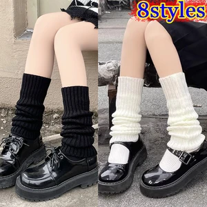 8Styles Women's Lolita Leg Warmers Wool Knitted Arm Foot Cover Long Socks Y2K Boot Cuffs Autumn Winter White Black Stockings